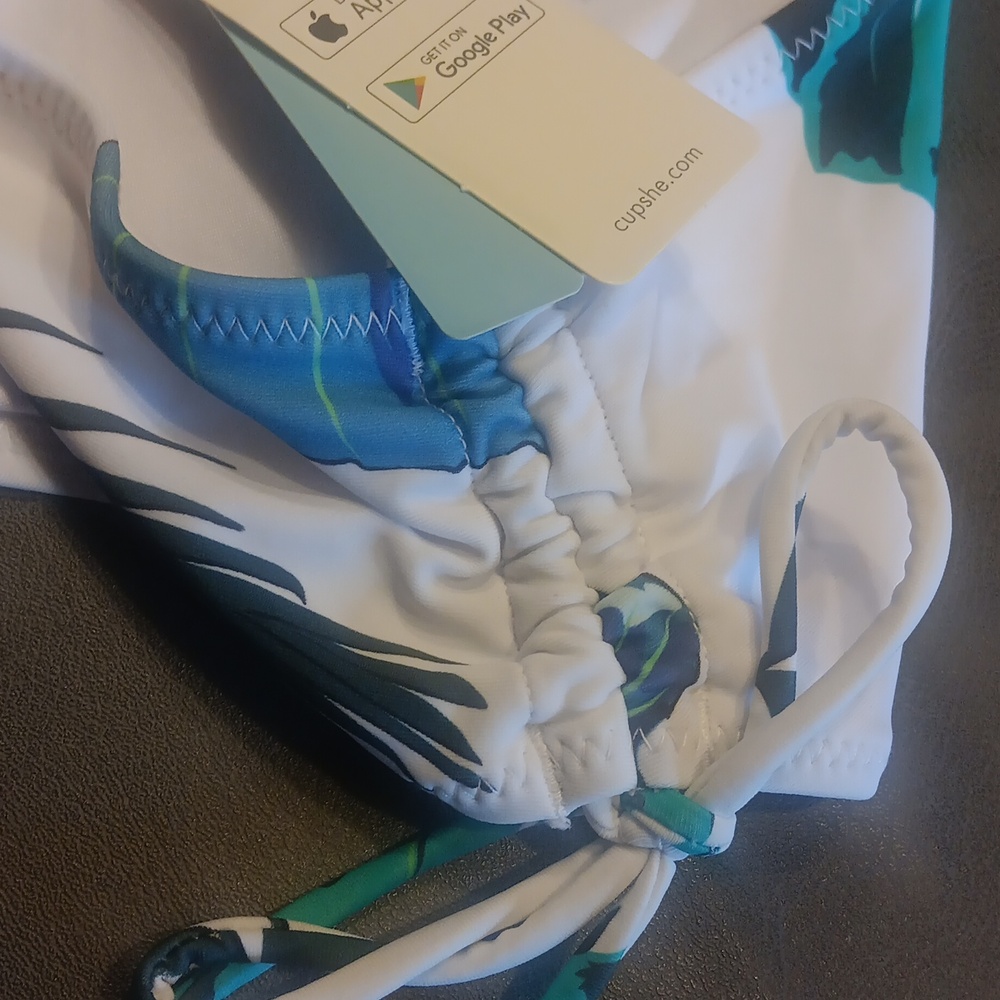 NWT. Cupshe Neon Orange And Leafy Knotted Drawstring Bikini Set - Picture 10 of 11
